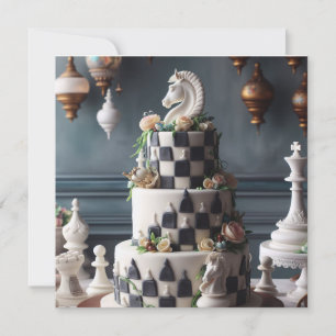CARTE LE GÂTEAU D'ANNIVERSAIRE WHIMSICAL & ELEGANT CHESS