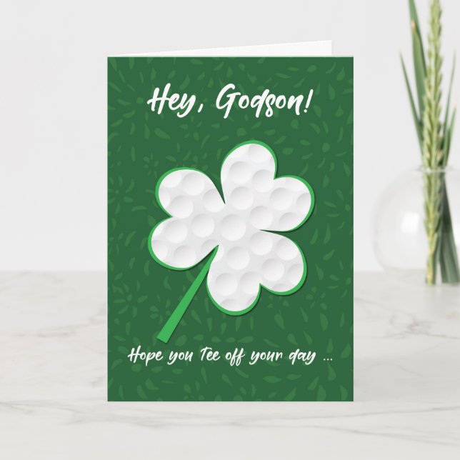 Carte Le golf de filleul folâtre le shamrock du jour de (Devant)