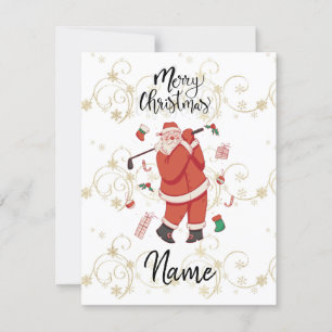 Carte Le golf du Père Noël avec cadeau de Noël pour Golf