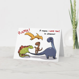 Carte Le groupe mignon de dinosaures Rawr signifie que