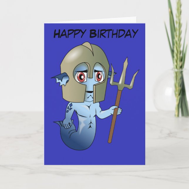 Carte Le guerrier de Neptune de triton d'anniversaire (Devant)