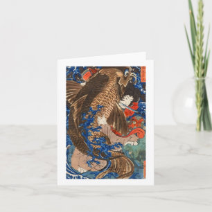 Carte Le Japon face à la carpe géante Kuniyoshi