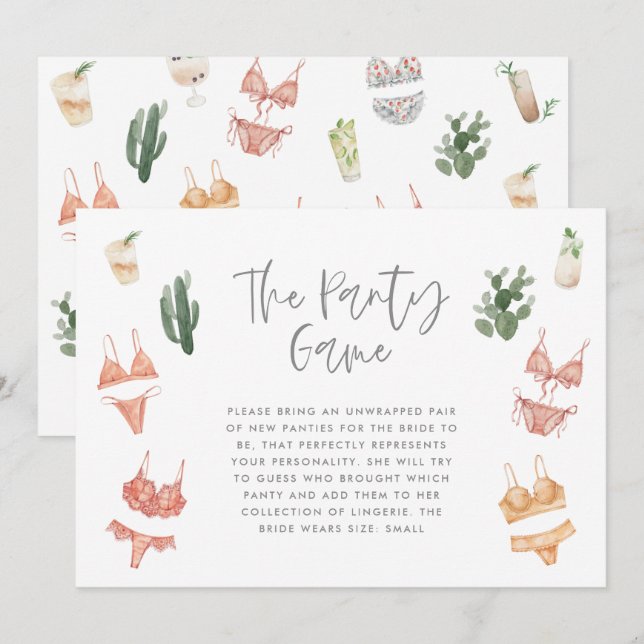 Carte Le jeu culotte lingerie cactus champagne (Devant / Derrière)