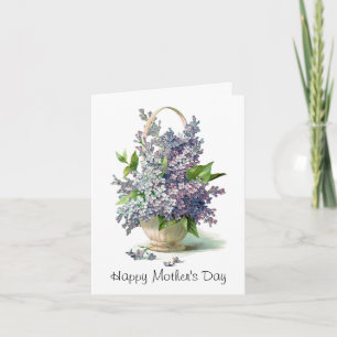 Carte Le jour de mère : Beau panier lilas pourpre