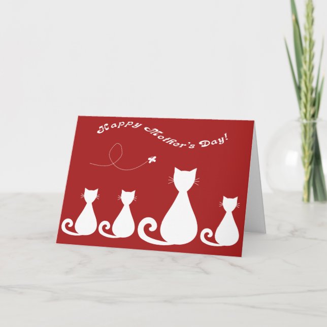 Carte Le jour de mère : Chat et chatons de mère (Devant)
