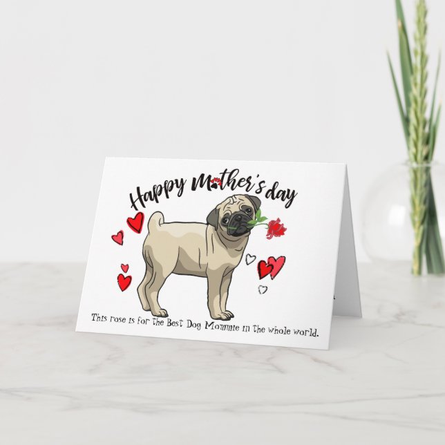 Carte Le jour de mère heureux de votre chien de carlin (Devant)