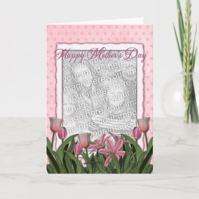 Carte Le jour de mères - tulipes roses - ajoutent votre (Devant)