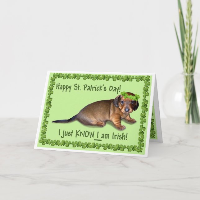 Carte Le jour de St Patrick heureux d'un chiot confus de (Devant)