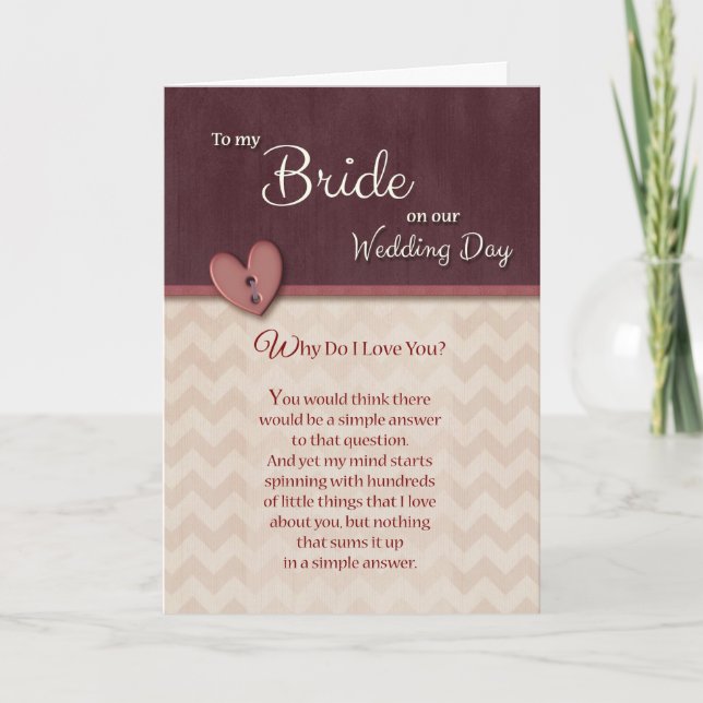 Carte Le jour du mariage pour l'épouse - Pourquoi je t'a (Devant)
