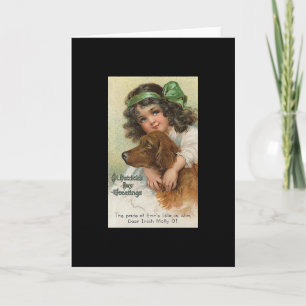 Carte Le jour vintage de St Patrick de fille et de chien