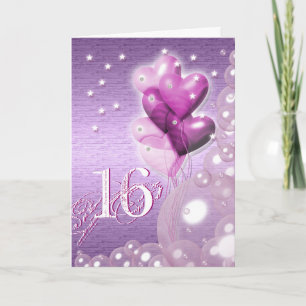 Carte Le joyeux 16ème anniversaire monte en ballon