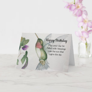 Carte Le joyeux colibri d'anniversaire de la bénédiction