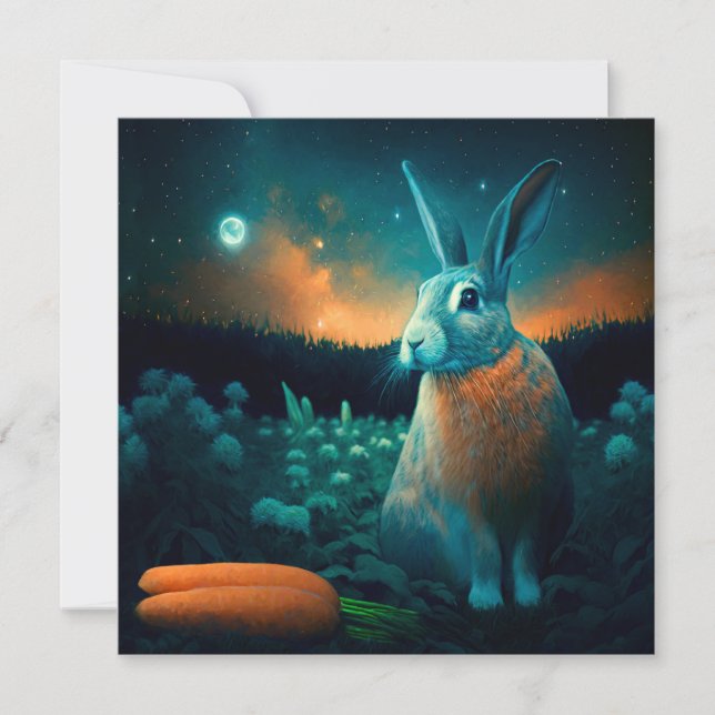 Carte Le lapin de la prospérité au clair de lune (Devant)