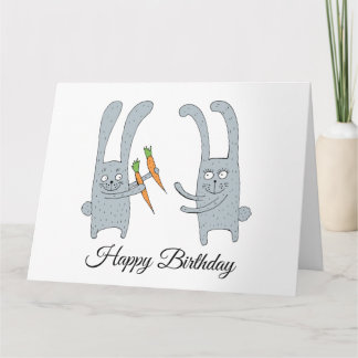 Carte Le lapin donne à  lièvre une carotte pour son anni