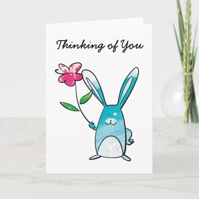 Carte Le lapin pensant à vous cardent (Devant)