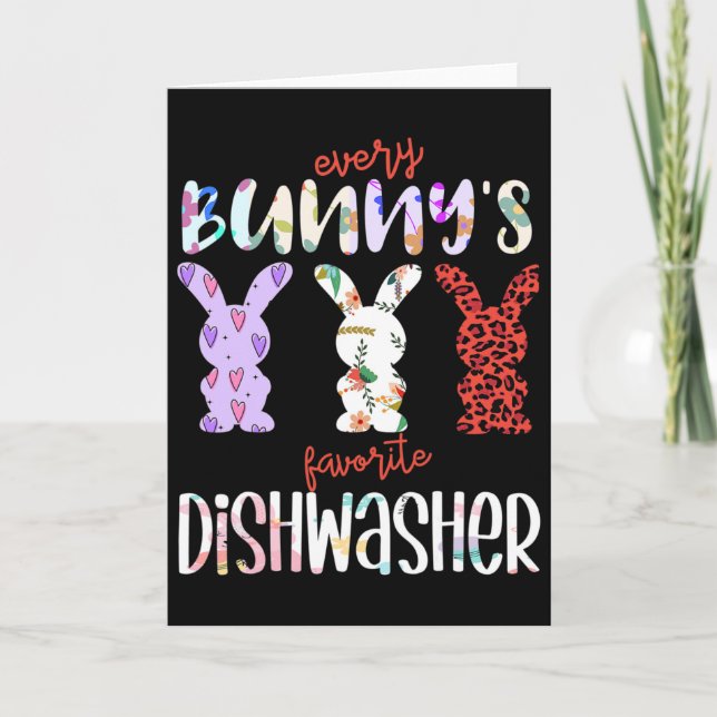 Carte Le lave-vaisselle préféré de chaque lapin de Pâque (Devant)