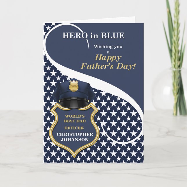 Carte Le meilleur papa policier à la Fête des pères mond (Devant)