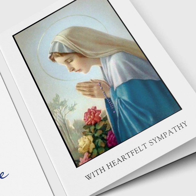 Carte Le Merci funèbre carde l'Au Chapelet de | Vierge (Virgin Mary Religious Catholic Sympathy Funeral Thank You Card)