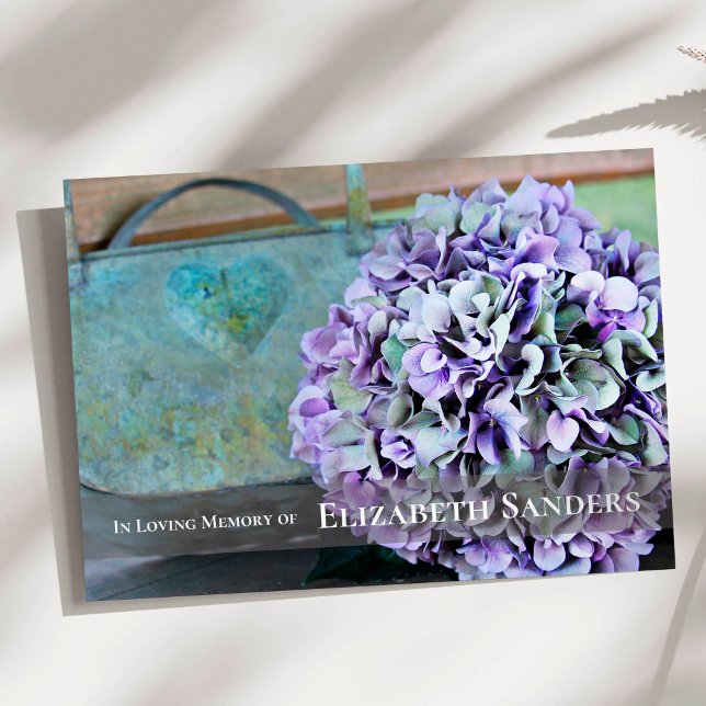 Carte Le Merci funèbre carde l'hortensia et le sac à (Hydrangea and handbag funeral thank you card)