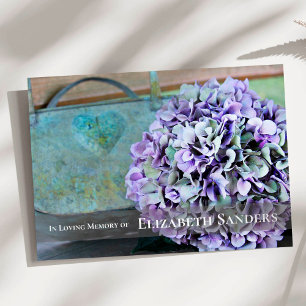 Carte Le Merci funèbre carde l'hortensia et le sac à