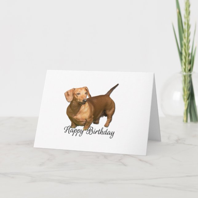 Carte Le mignon Red Dachshund souhaite un joyeux anniver (Devant)