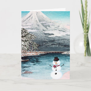 Carte Le Mont Fuji et un Snowman