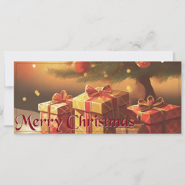 Carte Le Motif de Noël, avec des présents sous l'arbre d (Devant)