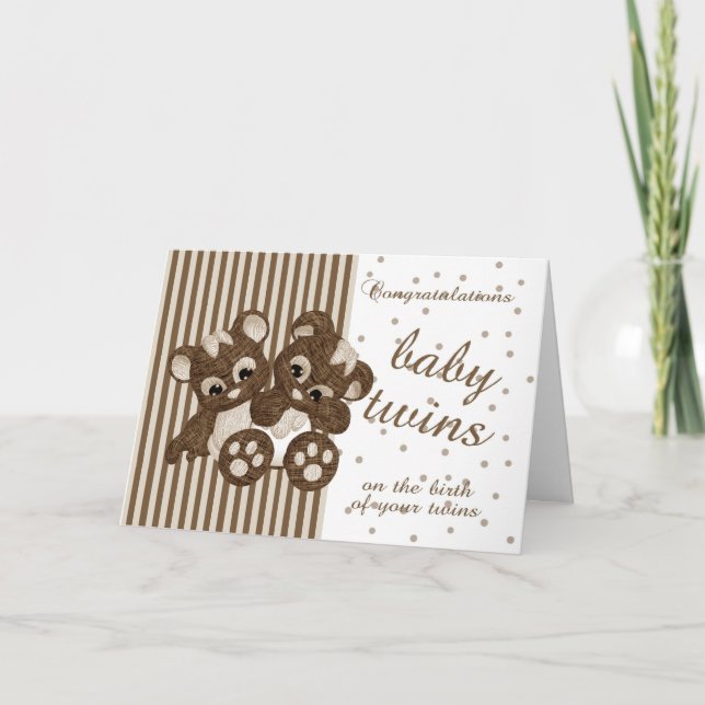 Carte Le nouveau bébé jumelle des félicitations - (Devant)