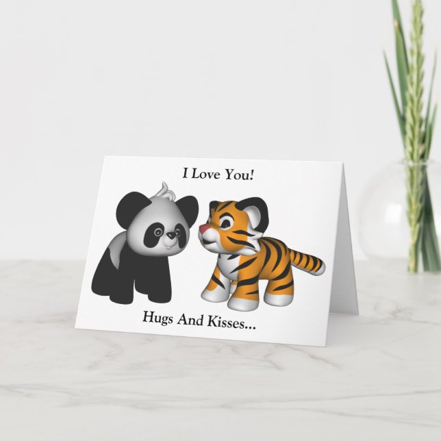 Carte Le panda de tigre de Kawaii étreint et embrasse la (Devant)