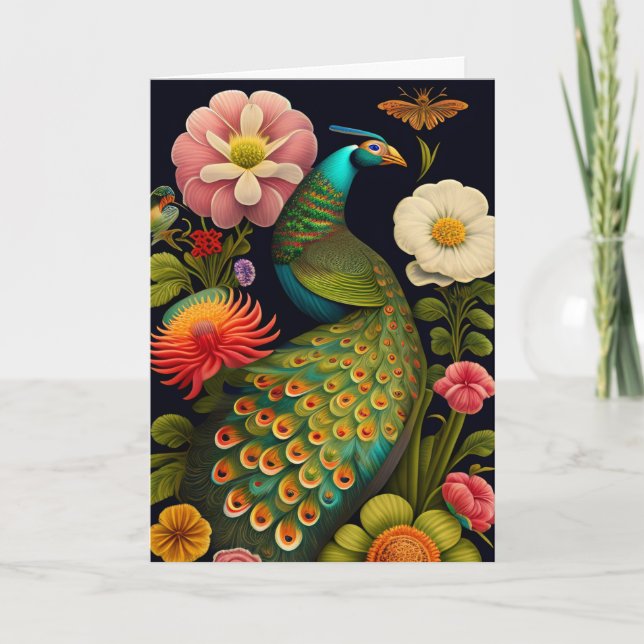 Carte Le paon | Salutation Haeckel moderne (Devant)