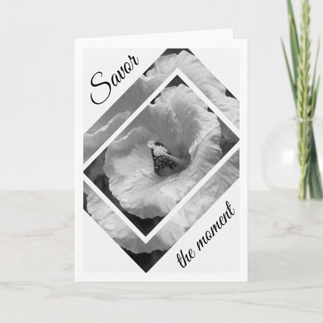 Carte Le papillon noir et blanc Savor le moment (Devant)