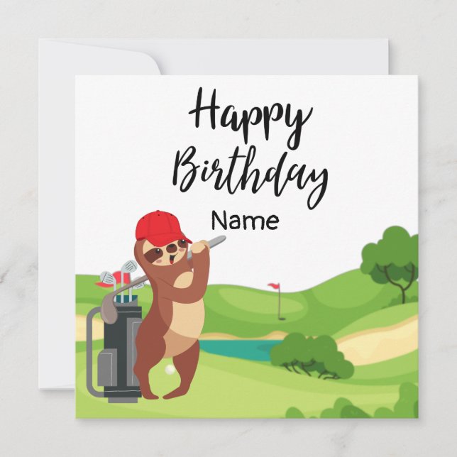 Carte Le paresseux de Golfer joue le jour de l'anniversa (Devant)