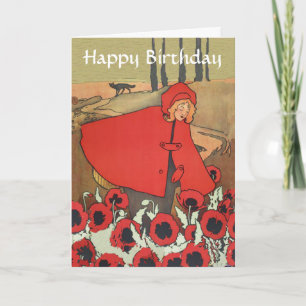 Carte Le pavot rouge vintage de capuchon fleurit