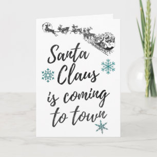 Carte Le Père Noël Arrive En Ville, Vacances, Noël