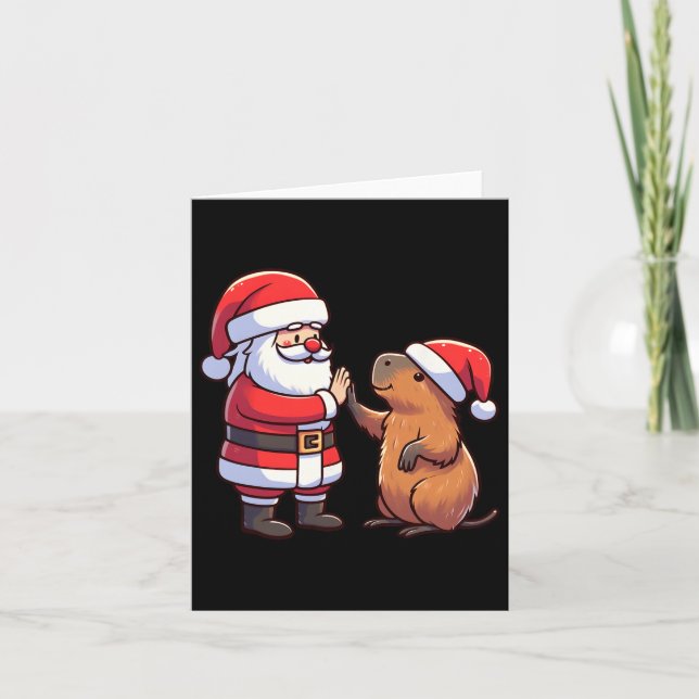 Carte Le Père Noël Capybara High-fiving Noël Toddler (Devant)