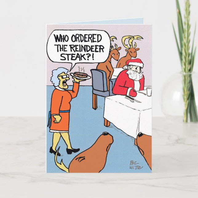 Carte Le Père Noël commande un steak de renne. (Devant)