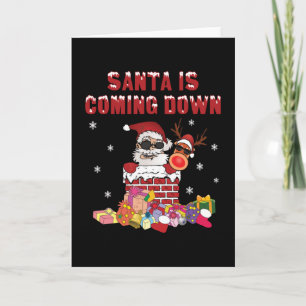 Carte Le Père Noël descend par la cheminée