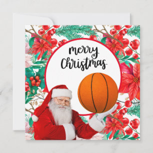 Carte Le Père Noël joue au basket Joyeux Noël