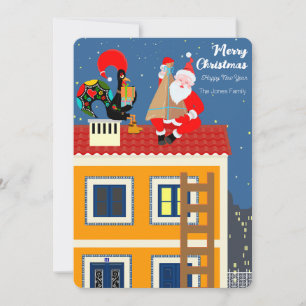 Carte Le Père Noël rencontre le Coq portugais