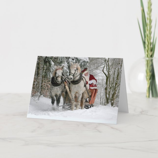 Carte Le Père Noël se déplace dans un traîneau tiré par  (Devant)