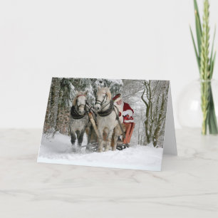 Carte Le Père Noël se promène dans un traîneau à cheval