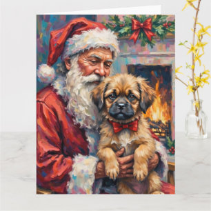 Carte Le Père Noël tenant une œuvre d'art de Noël Lhasa