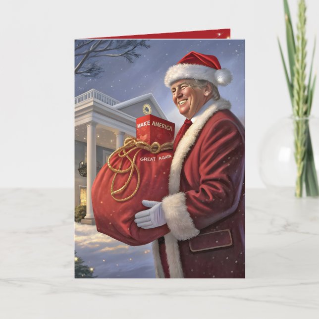 Carte Le Père Noël Trump Avec Sac Cadeau (Devant)