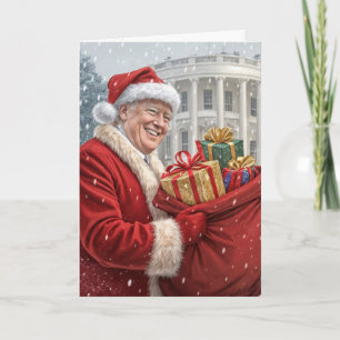 Carte Le Père Noël Trump Avec Sac Cadeau