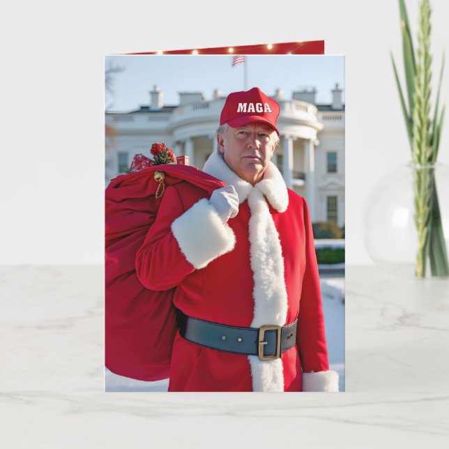 Carte Le Père Noël Trump avec sac rouge (Devant)