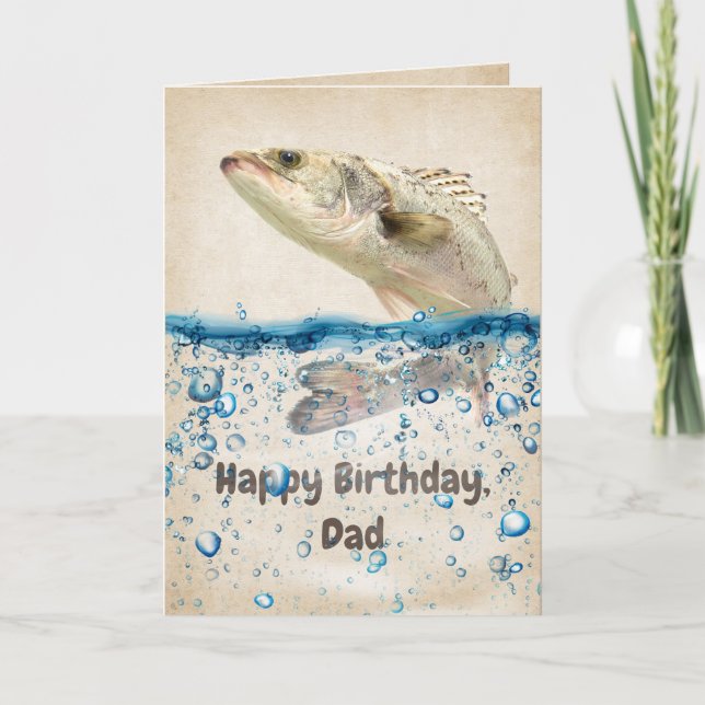Carte Le poisson d'anniversaire de papa dans l'eau (Devant)
