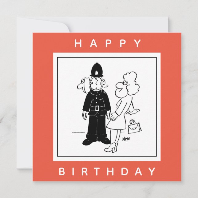 Carte Le policier a un Clock Face Cartoon. (Devant)