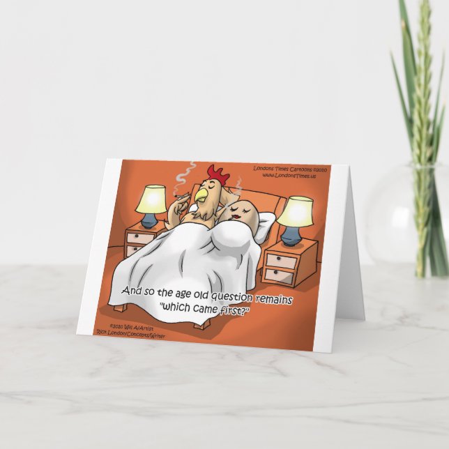 Carte Le Poulet Ou L'Oeuf Est Venu 1Er ? Drôle cadeaux & (Devant)