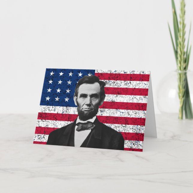 Carte Le président Lincoln et le drapeau américain (Devant)