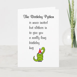Carte Le Python d'anniversaire Un joyeux poème d'anniver